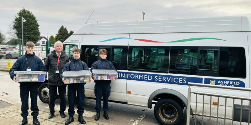 Students at Two Counties Trust Schools Rally for Local Food Banks